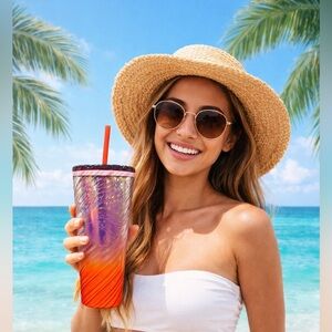 Starbucks Sunrise Swirl Iridescent Lilac & Coral Gradient Venti Tumbler NWT